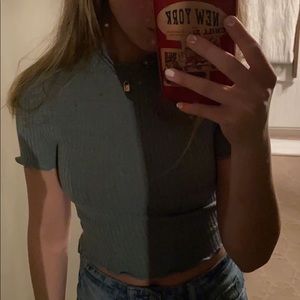 Green turtleneck top